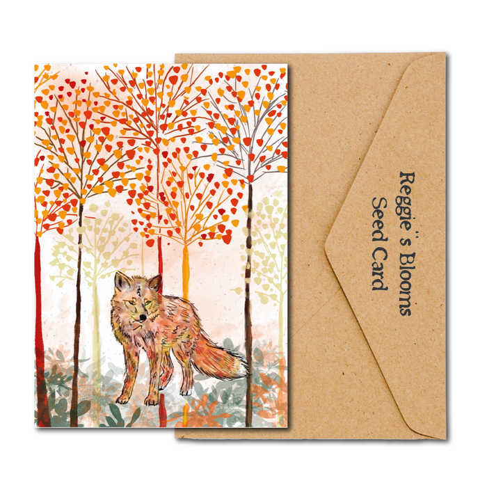 AUTUMN FOX WiLDFLOWER PLANTABLE SEED GREETING CARD