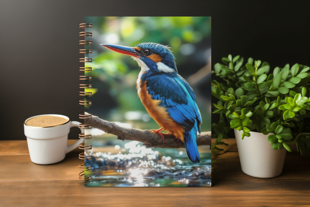 Kingfisher On a Branch A5 Lined Notebook