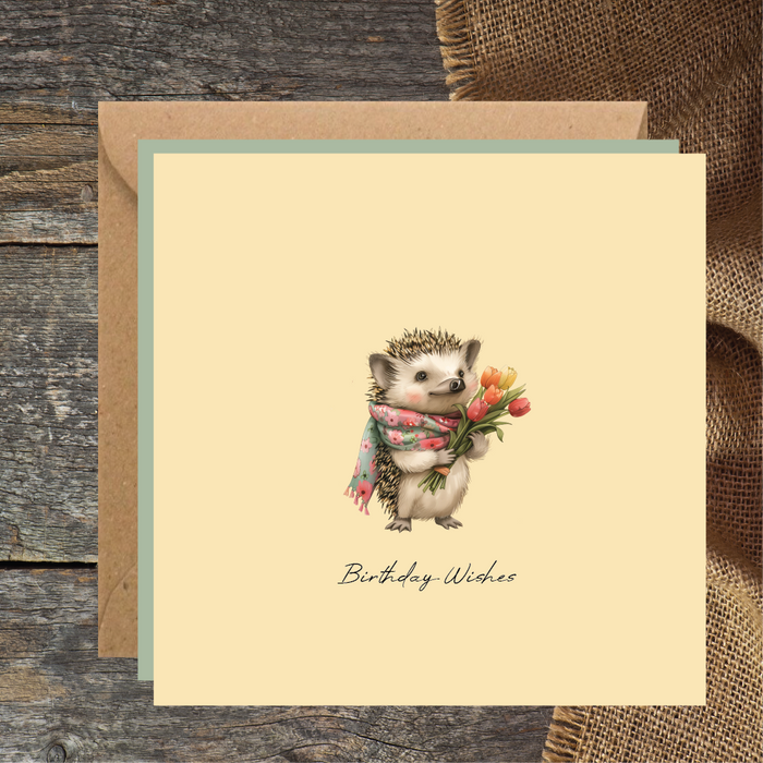 Hedgehog Birthday Wishes Greetings Card