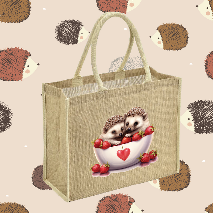 Sweet Bowl of Hedgehogs Jute Bag