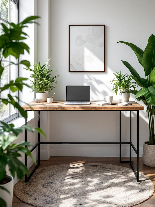 Reclaimed Rustic Scaffold Board Desk on Steel Tube Legs