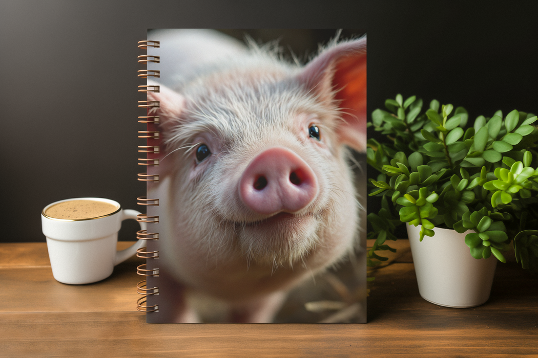 Pink Landrace Pig A5 Lined Notebook