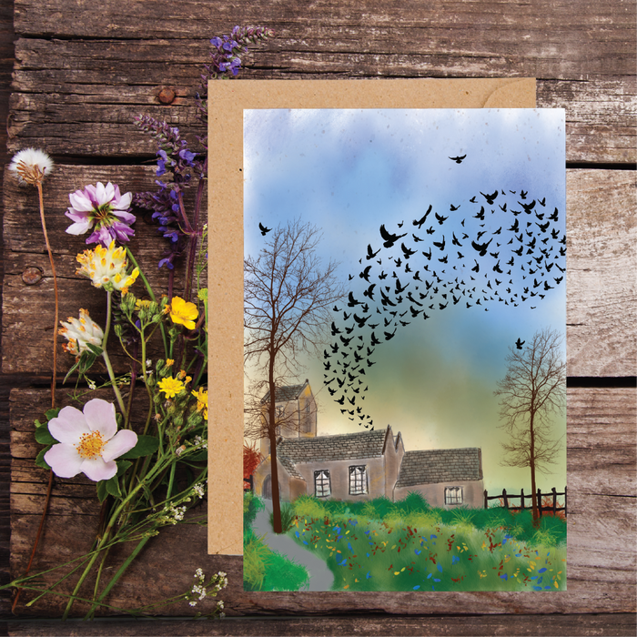 STARLING MURMURATION WiLDFLOWER PLANTABLE SEED GREETING CARD