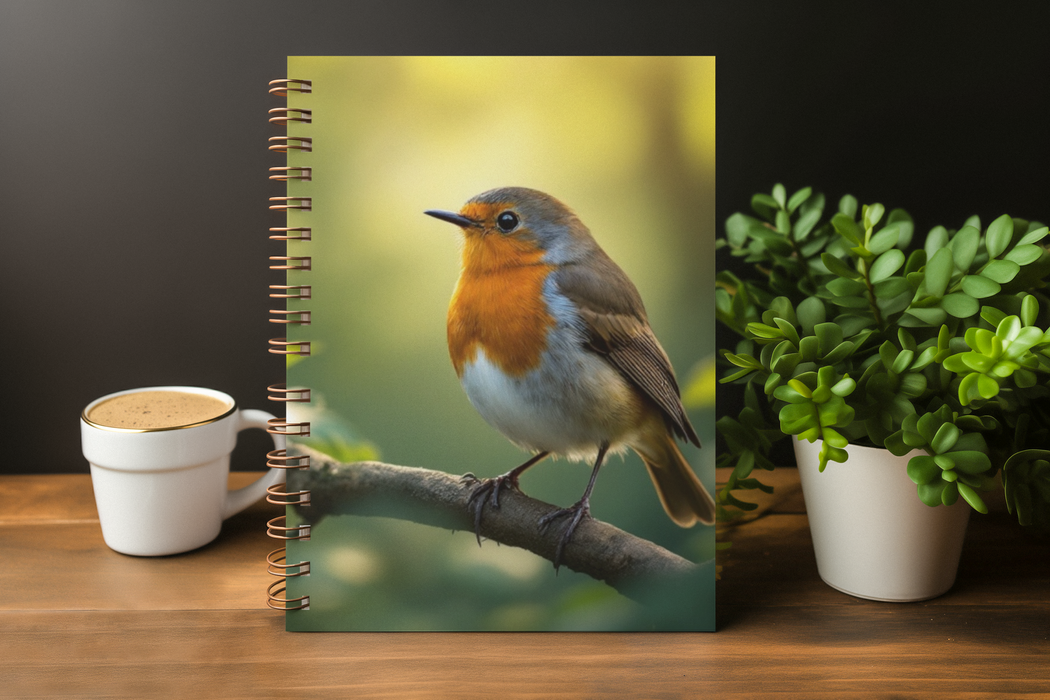 Robin on a Branch A5 Lined Notebook