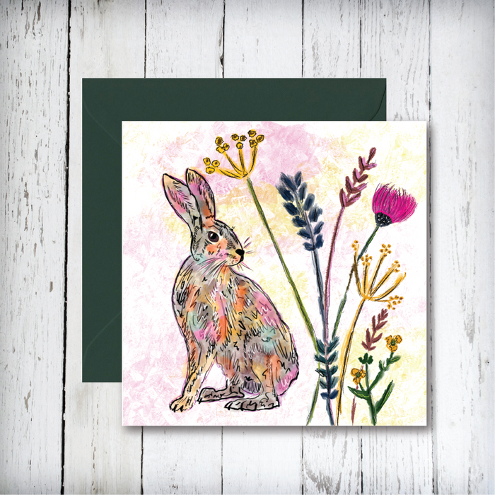 Floral Hare Greetings Card