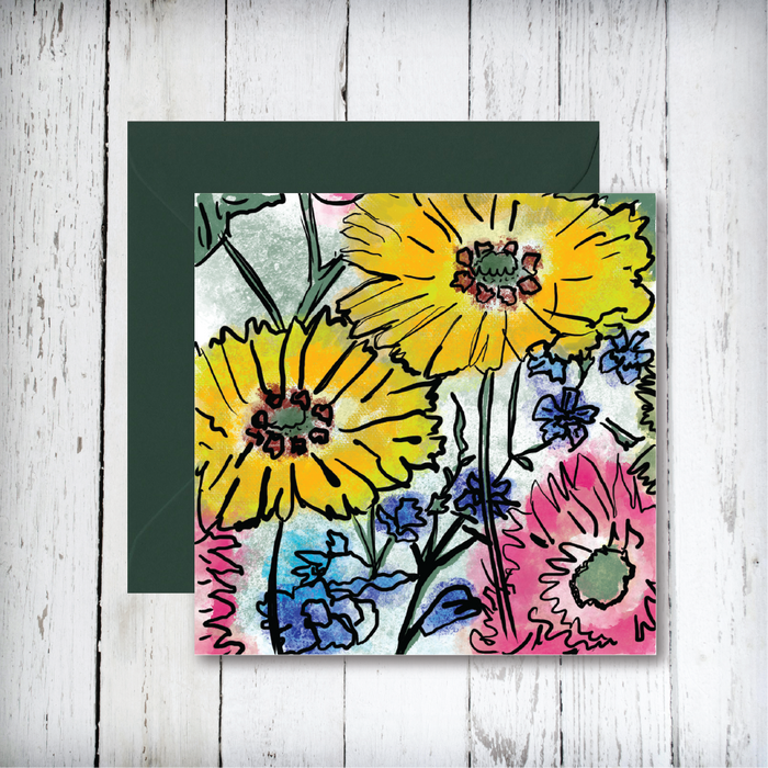 Bright Flowers Greetings Card