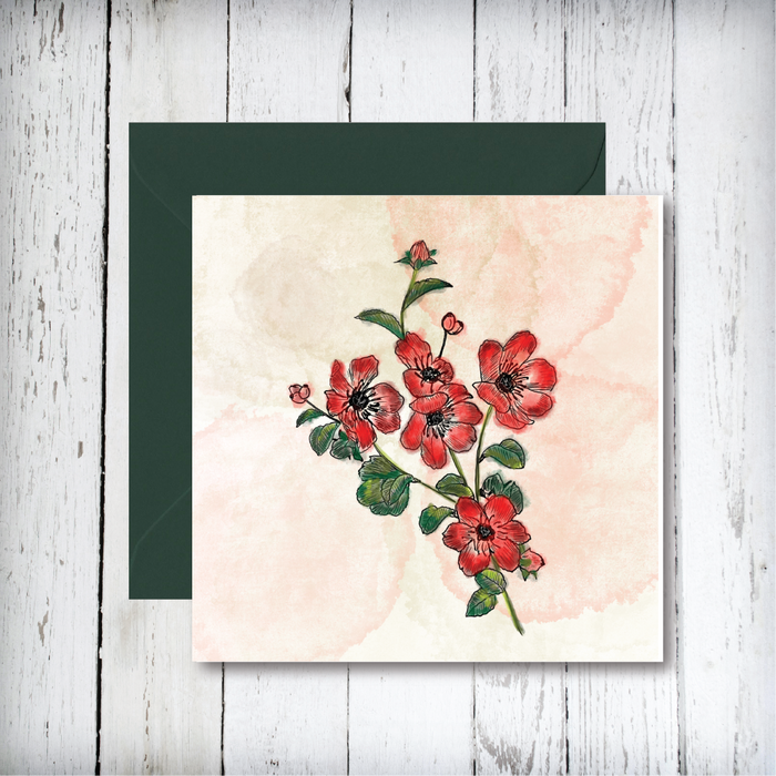Red Poppies Art Greetings Card