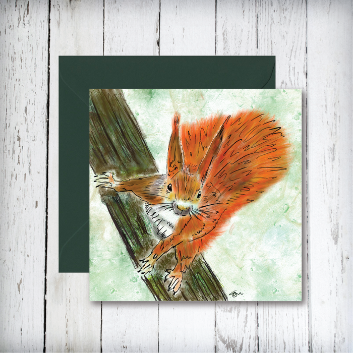Red Squirrel Art Greetings Card