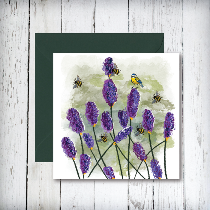 Lavender and Wren Art Greetings Card