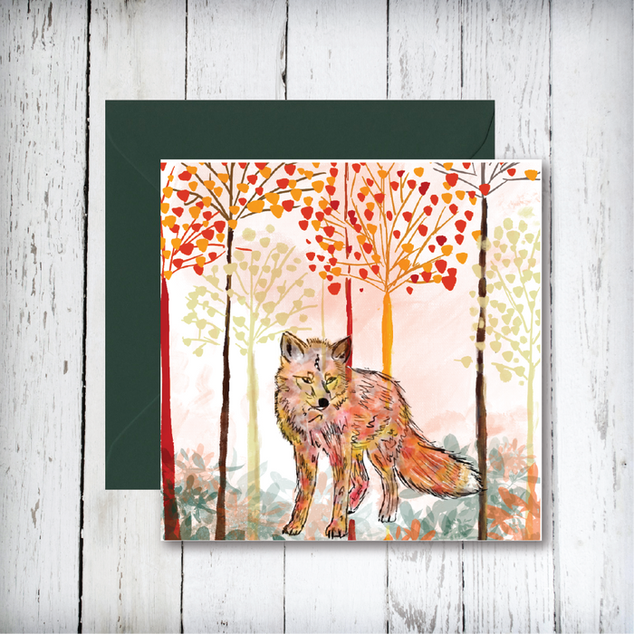 Autumn Fox Art Greetings Card