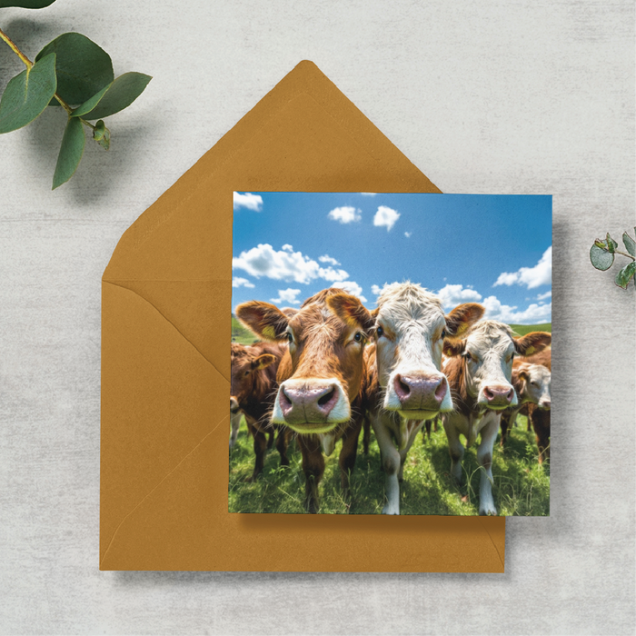 Inquisitive Cows Greeting Cards