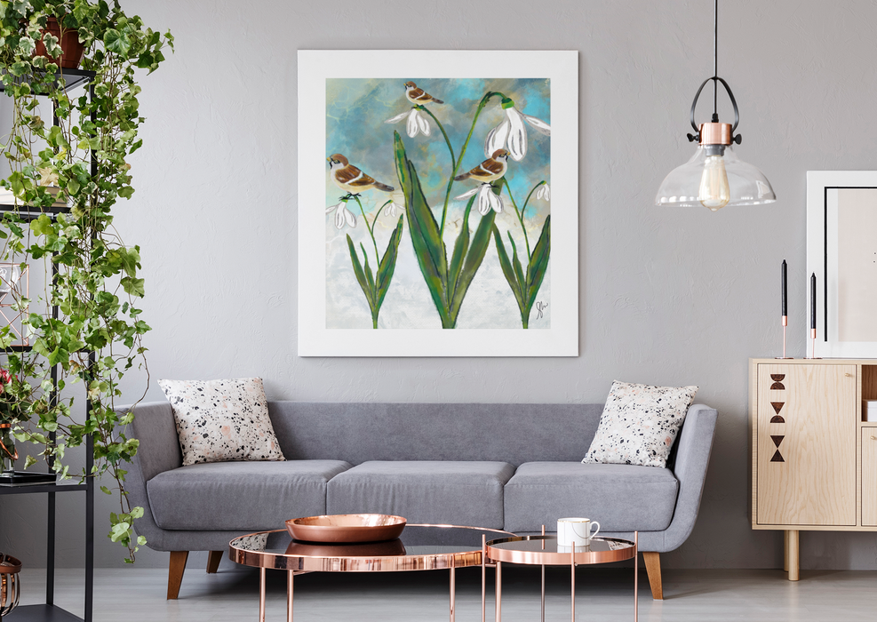 Snowdrop and Sparrow Fine Art Print