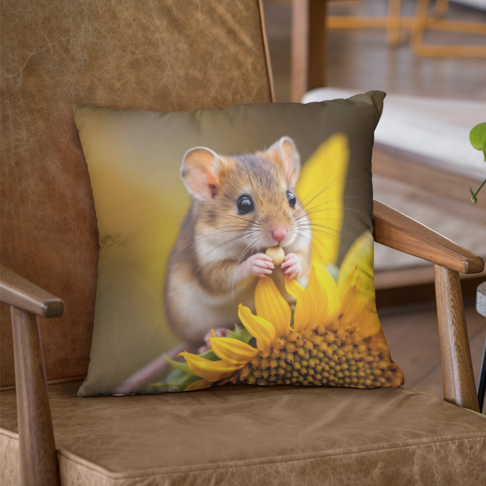 Cute Mouse Munching Sunflowers