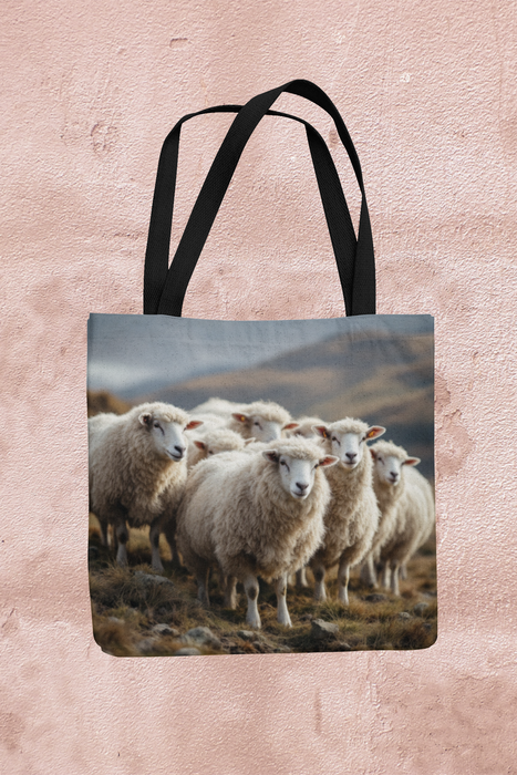 Sheep on The Hills Handmade Organic Linen Tote Bag