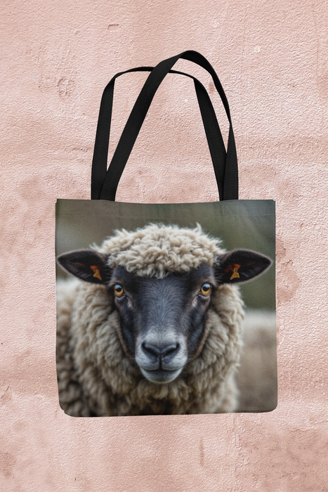 Black Faced Sheep Organic LinenTote Bag