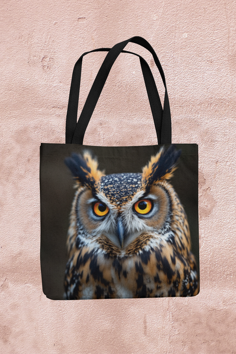 Long Eared Owl Portrait Handmade Organic Tote Bag