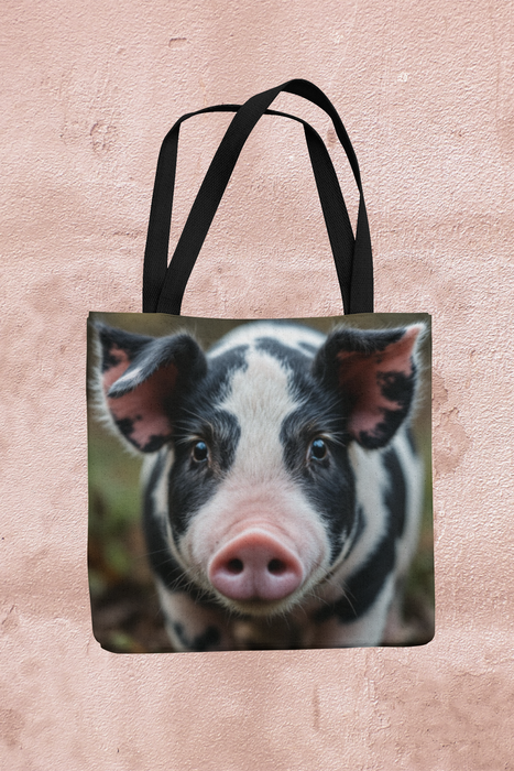 Gloucester Spotted Pig Portrait Handmade Organic Linen Tote Bag