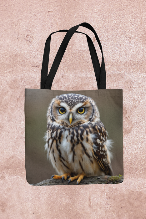 Tawny Owl Portrait Handmade Organic Tote Bag