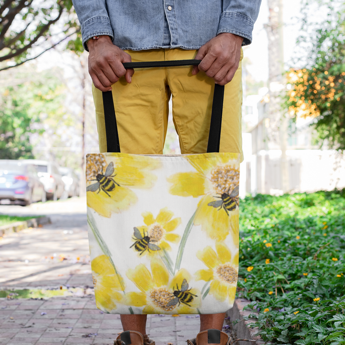 Sunflower and Bee Tote Bag