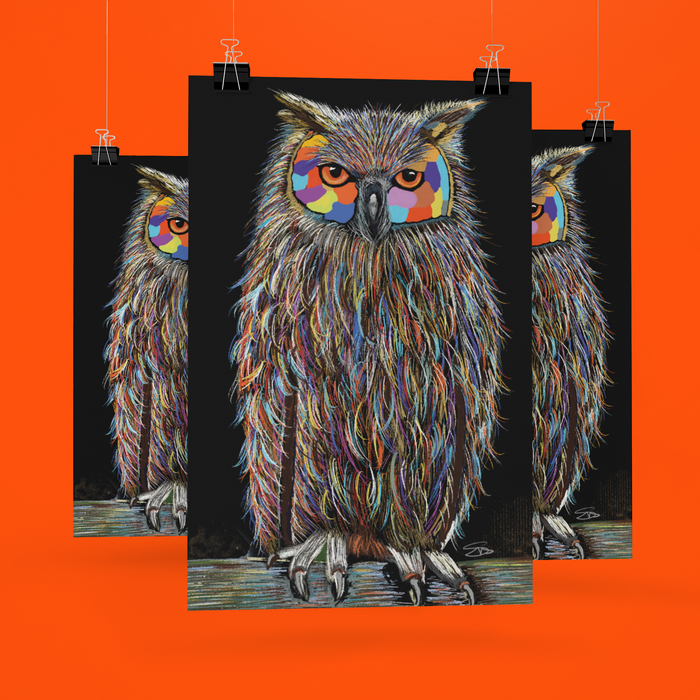 Rainbow Owl Tea Towel