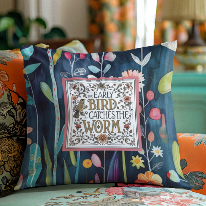 Early Bird Catches the Worm Cushion