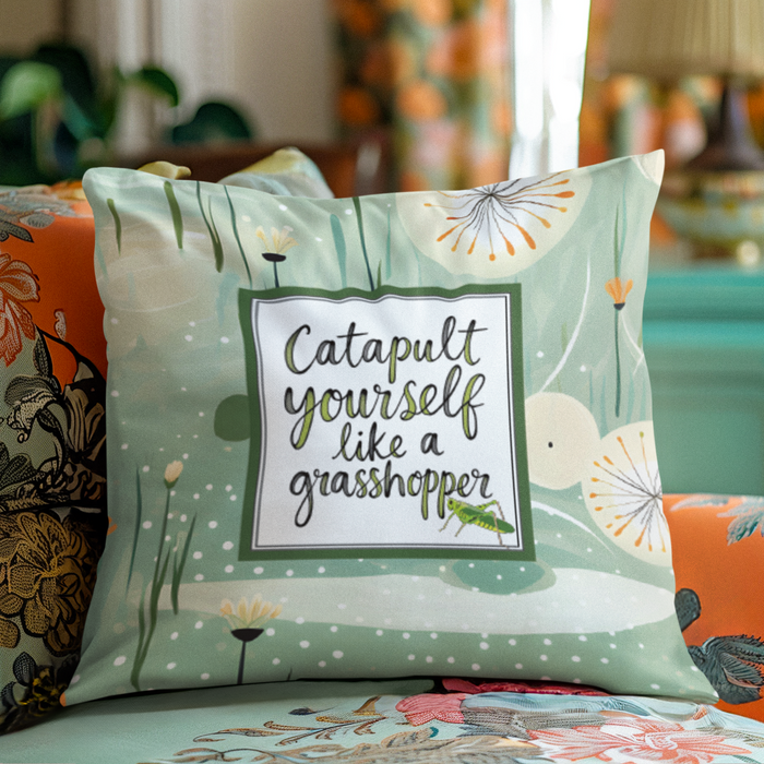 Catapult Yourself Like a Grasshopper Cushion