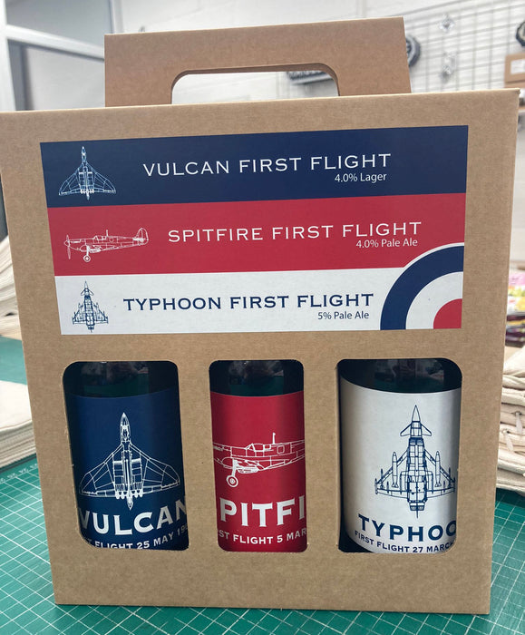 Spitfire, Vulcan and Typhoon Three Beer Box gift set