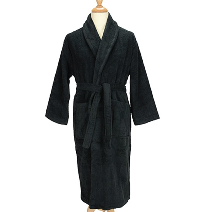 Bath robe with shawl collar