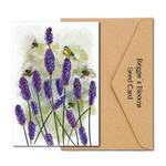 LAVENDER BIRDS AND BEES WiLDFLOWER PLANTABLE SEED GREETING CARD