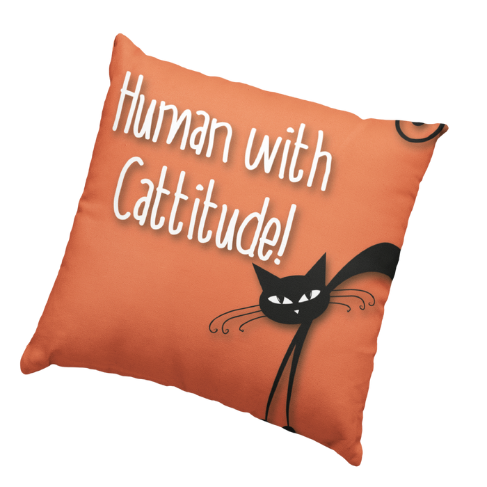 Human with Cattitude Cushion