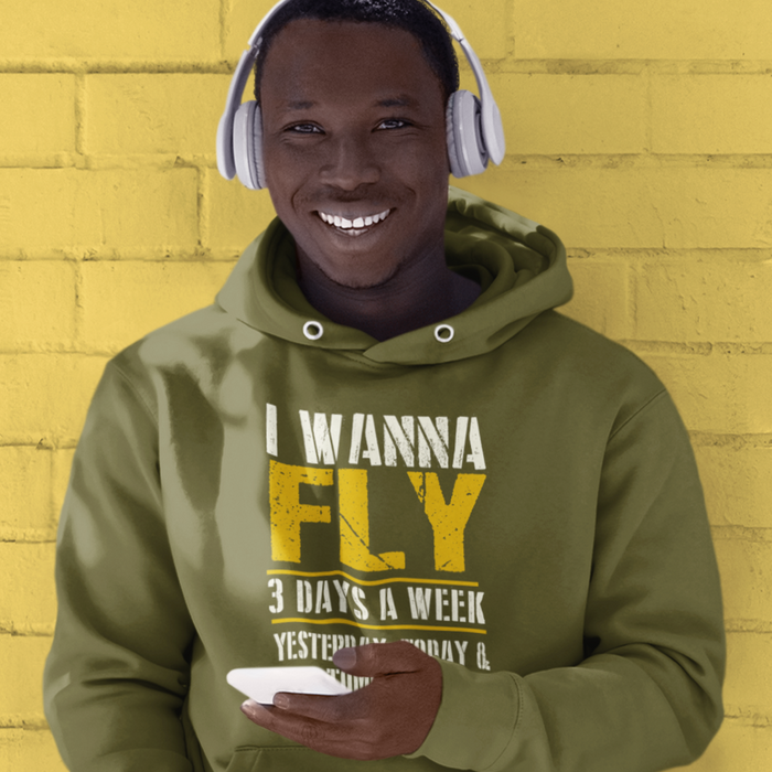 I wanna Fly 3 days a week, yesterday, today and tomorrow Hoodie