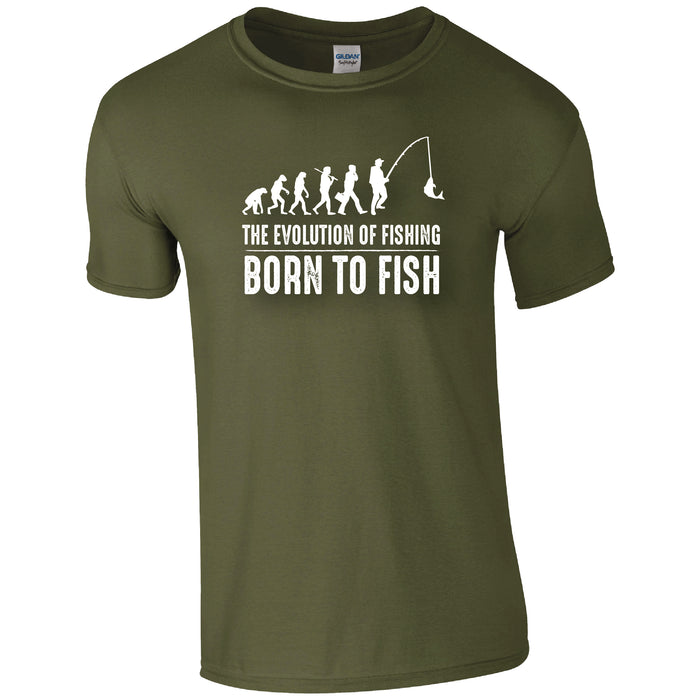 The Evolution of Fishing, Born to Fish Humour T-shirt
