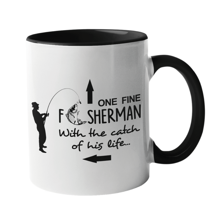 One Fine Fisherman, with the catch of his life Fishing Humour Mug