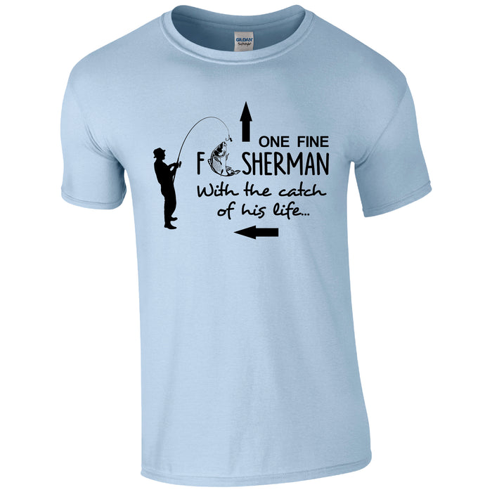 One Fine Fisherman, with the catch of his life.  Fishing Humour T-shirt