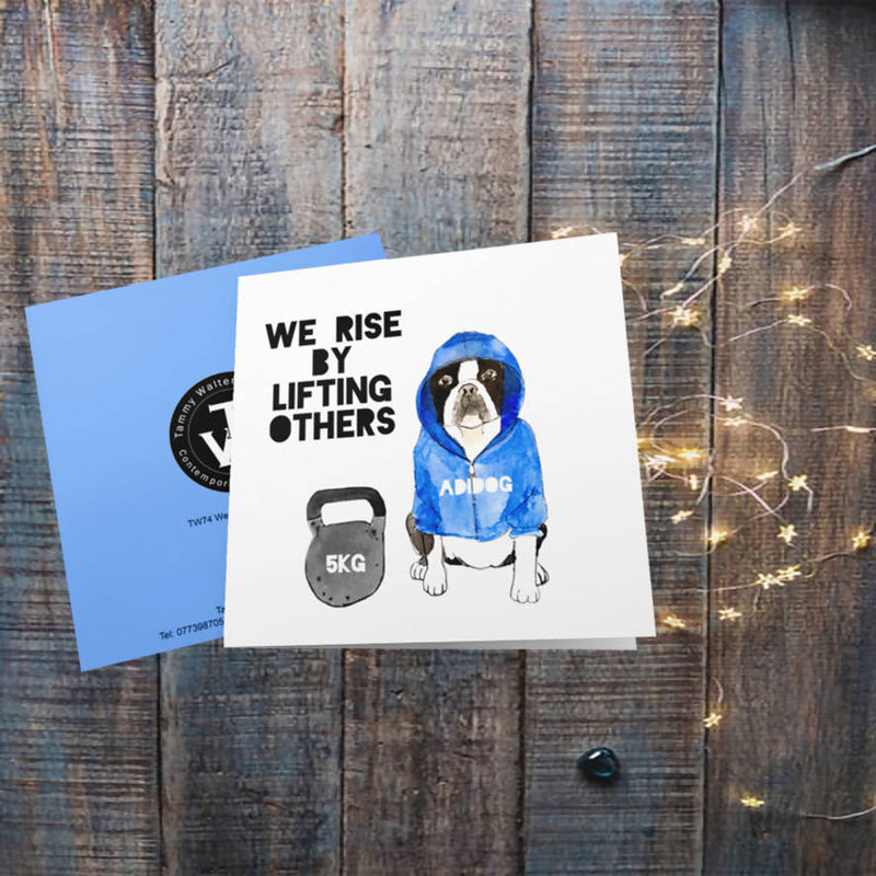 We Rise by Lifting Others Boston Terrier Greeting Card