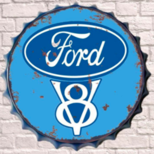 Ford V8 Giant 30cm Bottle Top Wall Sign