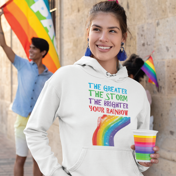 The greater the storm the brighter your rainbow pride Hoodie