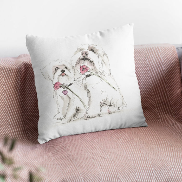 Maltese Terrier Pair Cushion