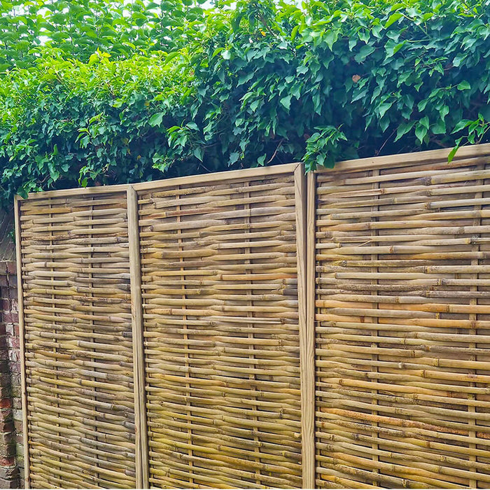 Pack of 2x Woven Bamboo Fence Panel (H: 6ft x W: 3ft)