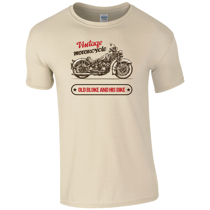 Vintage Motorcycle, Old Bloke and His Bike Motorbike T-Shirt