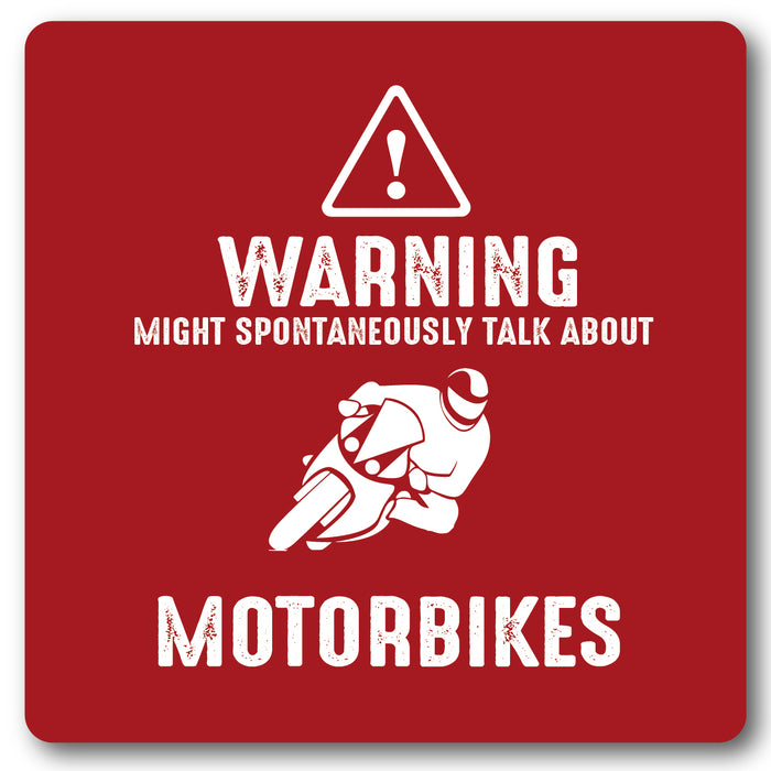 Warning Might Spontaneously Talk About, Motorbikes, Metal Wall Sign