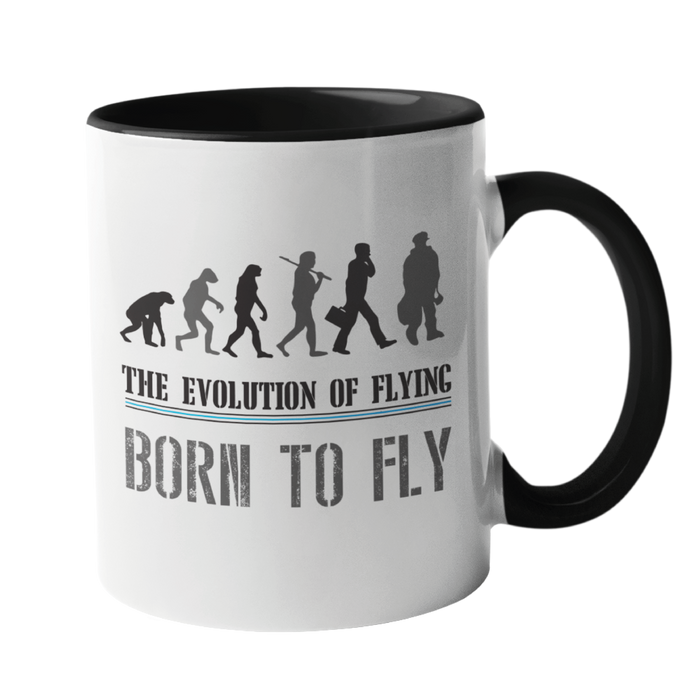 Evolution of Flying, Pilot Humour Mug