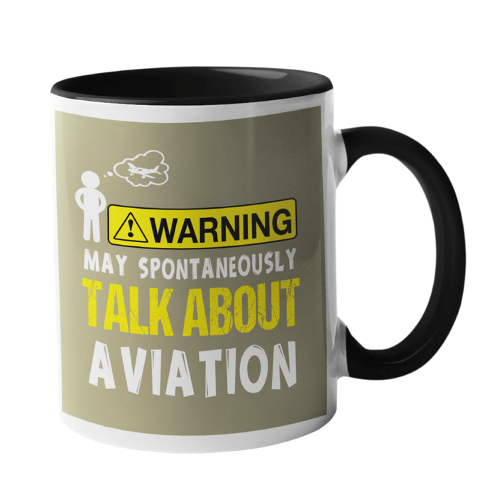 Warning, may spontaneously talk about aviation, Pilot Humour Mug