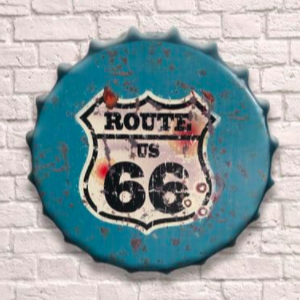 Route 66 Blue Giant 30cm Bottle Top Wall Sign