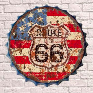 Route 66 Red Giant 30cm Bottle Top Wall Sign