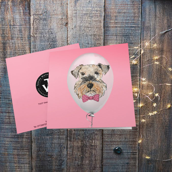 Welsh Terrier with pink bow Greetings Card