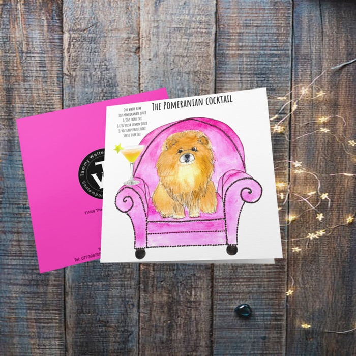 The Pomeranian Cocktail Greetings Card