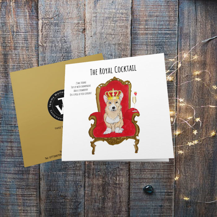 The Royal Corgi Cocktail Greetings Card