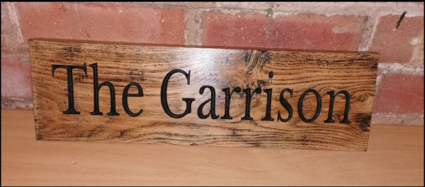 The Garrison Laser Cut Oak Sign