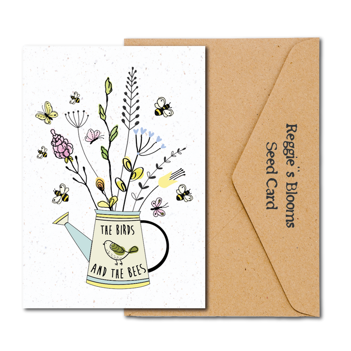 THE BIRDS AND THE BEES WiLDFLOWER PLANTABLE SEED GREETING CARD